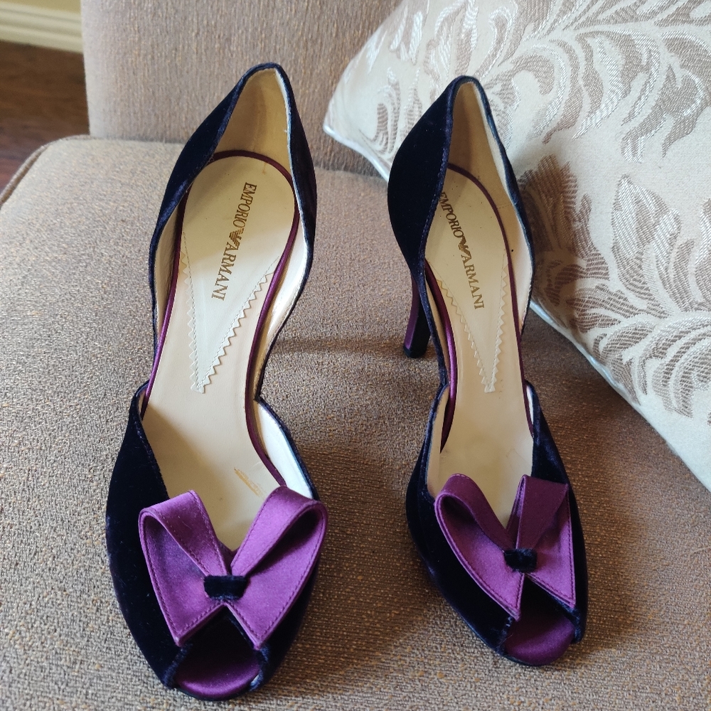 Emperor Armani Purple Velvet Heels Made in Italy